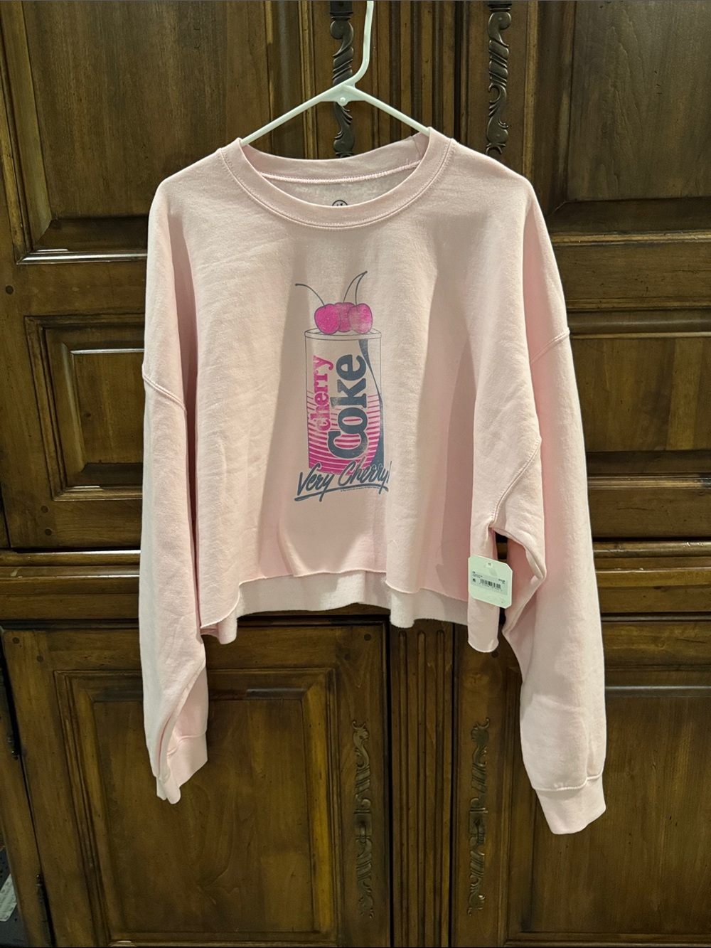 NWT Altar’d State Pink Diet Cherry Coke Graphic Crop Sweatshirt - XL